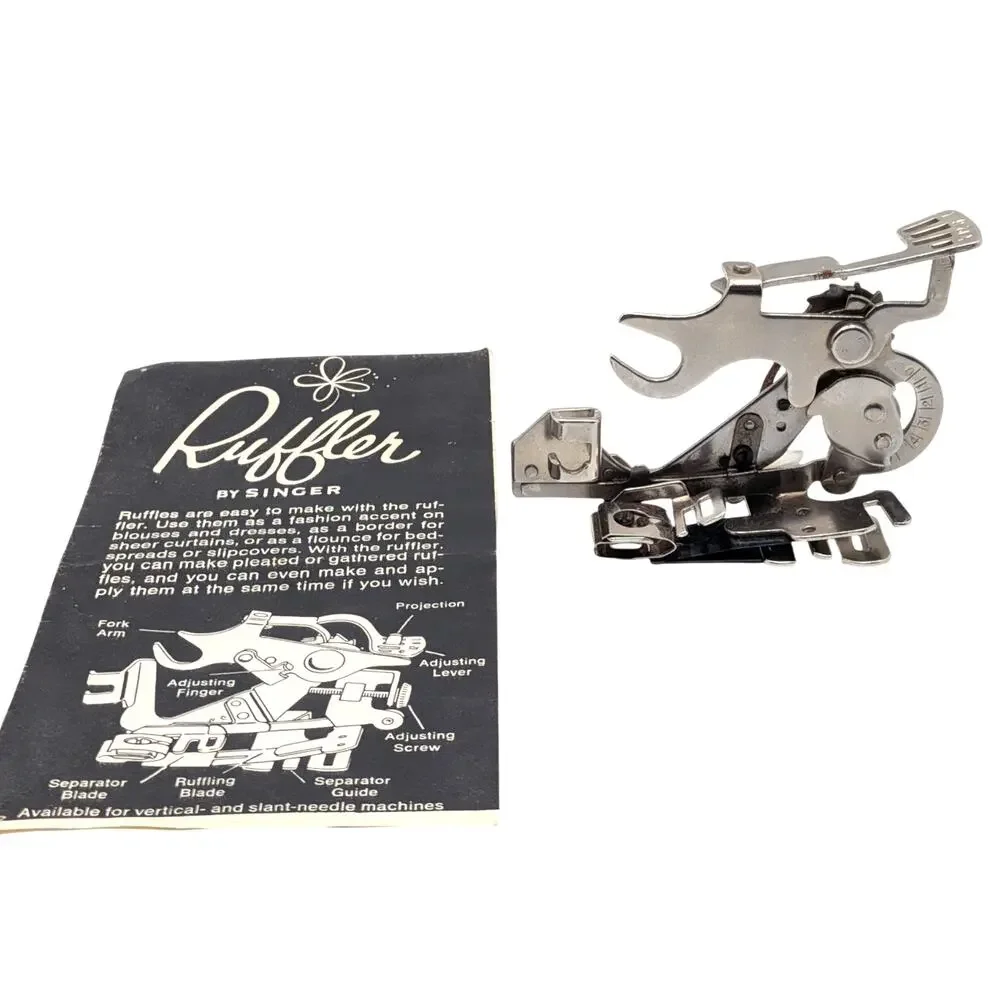 SINGER Vintage Ruffler Sewing Machine Attachment 1 6 12 Stitch Metal Foot Pleat
